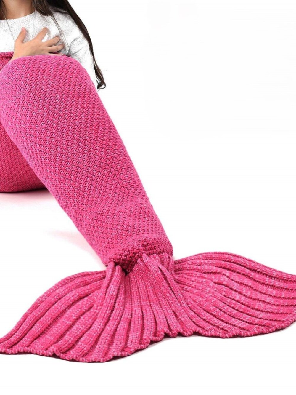 NEW Mermaid Tail Blanket Soft Bright Pink Knit Laghcat